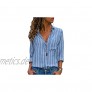 Bluse Gestreift Damen Hemd V-Ausschnitt Oberteile Lose Casual Chiffon Langarm T-Shirt Top Tunika Elegant Langarmshirt