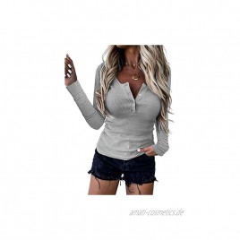 FIYOTE Sweatshirt Damen Langarmshirts Rundhals Basic Oberteile mit Spitze Sleeves Slim Fit Einfarbig T-Shirt Tops mit Button S-XXL