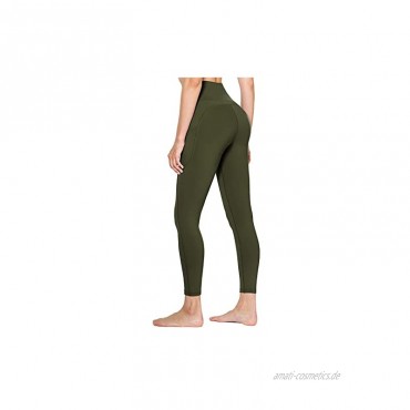 Leovqn Damen Sport Leggings Blickdicht Sporthose Hohe Taille Yoga Leggings mit Seitentaschen