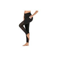 Yaavii Damen Sport Leggings mit Taschen Blickdicht Lange Sporthose Hohe Taille Yoga Hose mit Mesh-Einsätzen für Workout Gym