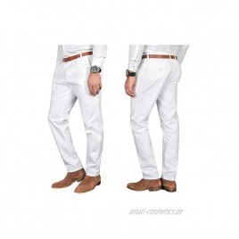 A. Salvarini Herren Designer Business Chino Hose Chinohose Regular Fit AS-095 [AS-095 Weiss W34 L30]