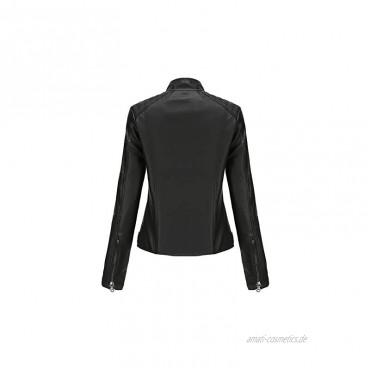 YYNUDA Lederjacke Damen Kurz Jacke Übergangsjacke aus Kunstleder mit Reißverschluss für Herbst