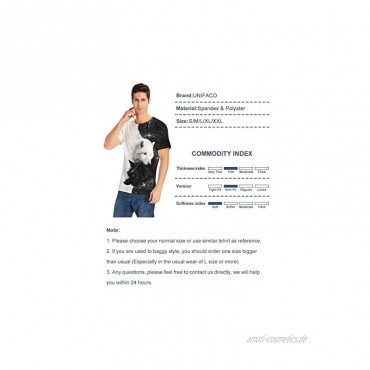 UNIFACO Unisex 3D Druck Herren T-Shirts Sommer Tees Shirts Beiläufige Tops für Männer S-3XL