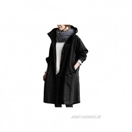 Styledress Damen Mantel lang mit Wasserfall-Schnitt Trenchcoat weicher Dufflecoat Parka Jacke mit Kapuze langes Hülsen-beiläufiges